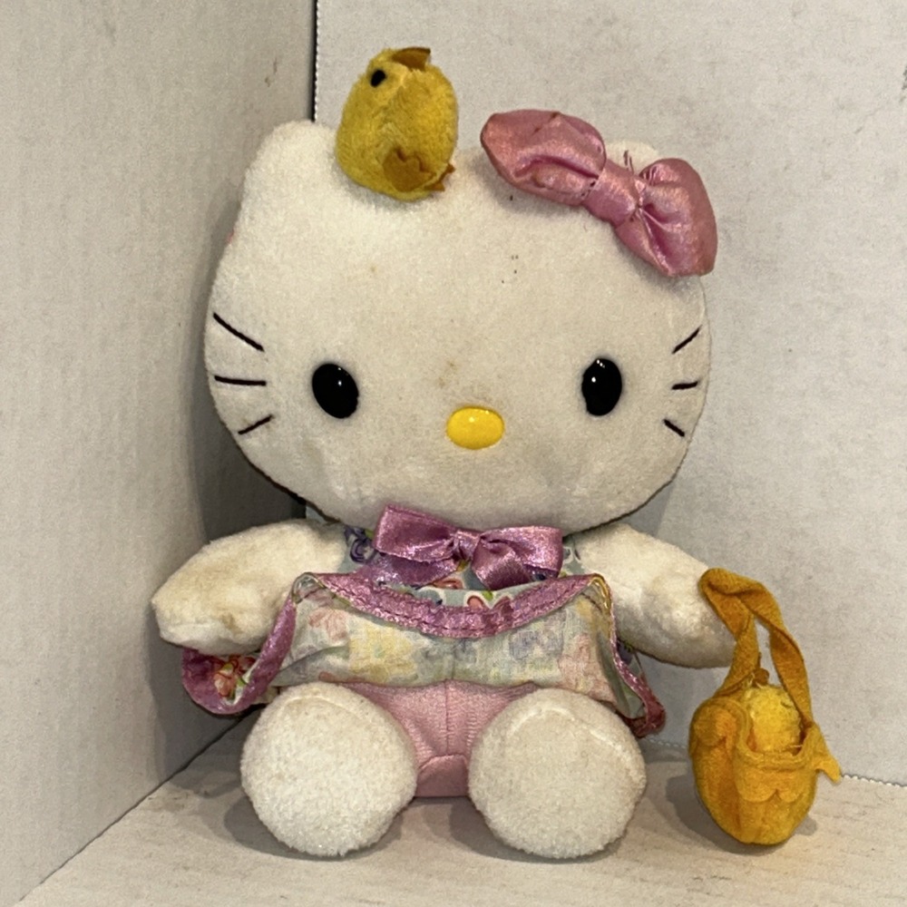 Nakajima Hello Kitty Easter‎ Chick Basket 6.5" Plush Stuffed Animal Floral P3